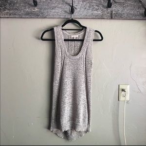Joan Voss Sleeves Knit Tan/Cream Tank Top